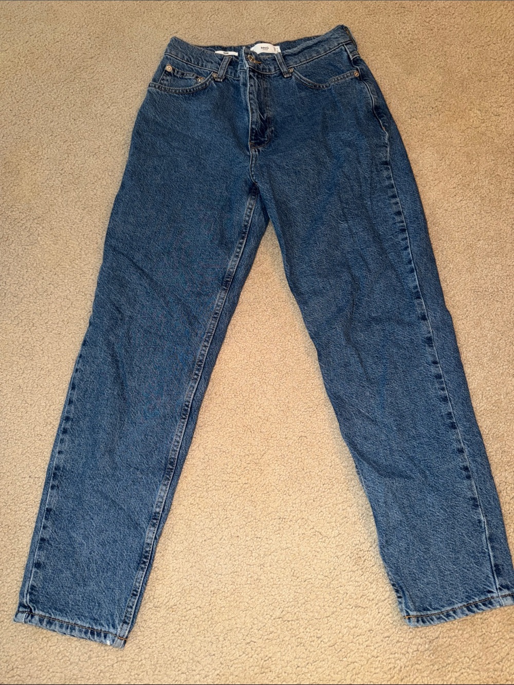 Mango Straight-Leg Denim Jeans in Dark Blue